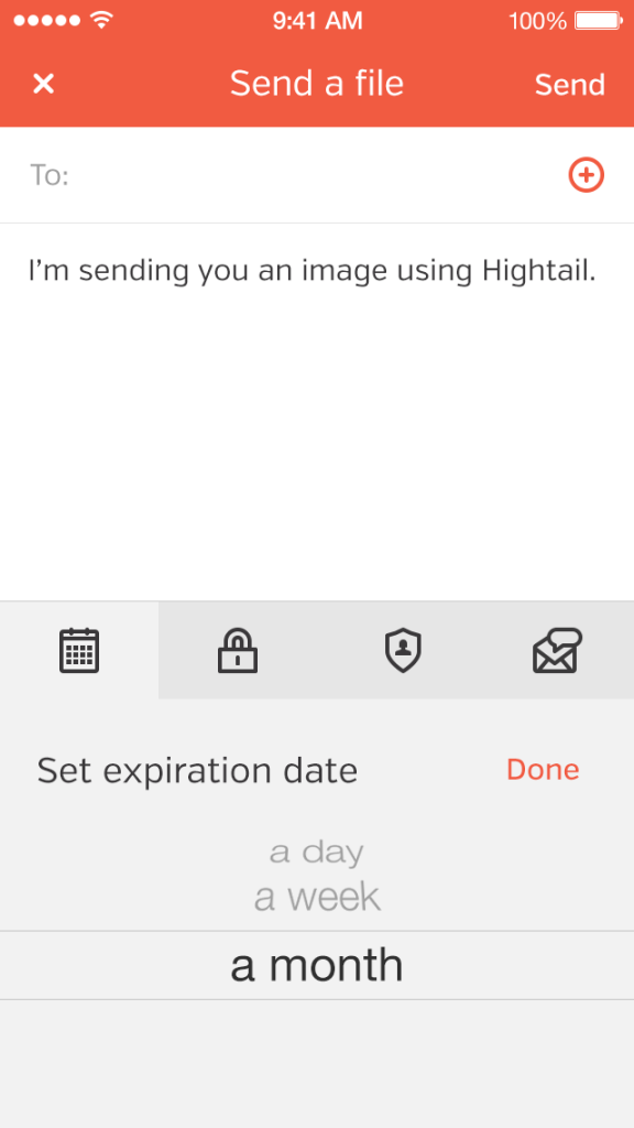 Hightail iPhone set file expiration