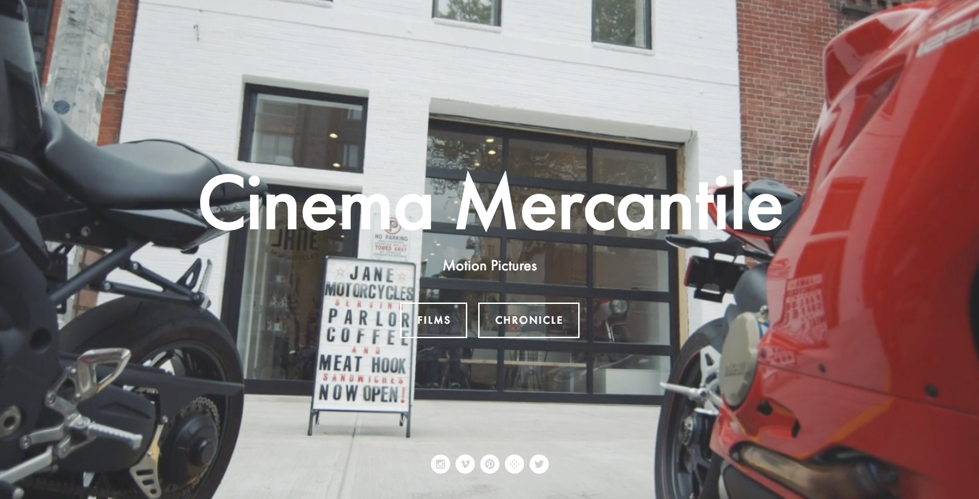 Cinema Mercantile website created using Squarespace