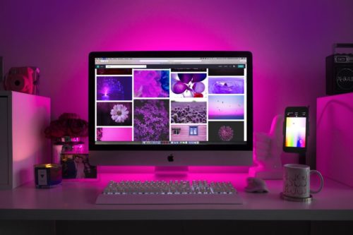 Laptop with pink lighting